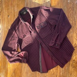 RRL soft fuzzy Red and Black Plaid Button-Up